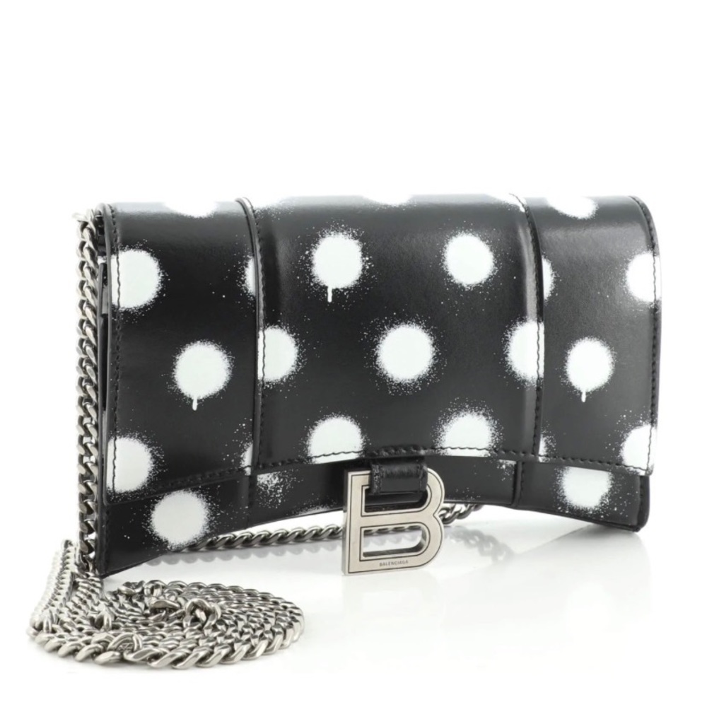 Balenciaga Hourglass Wallet On Chain Polka Dot